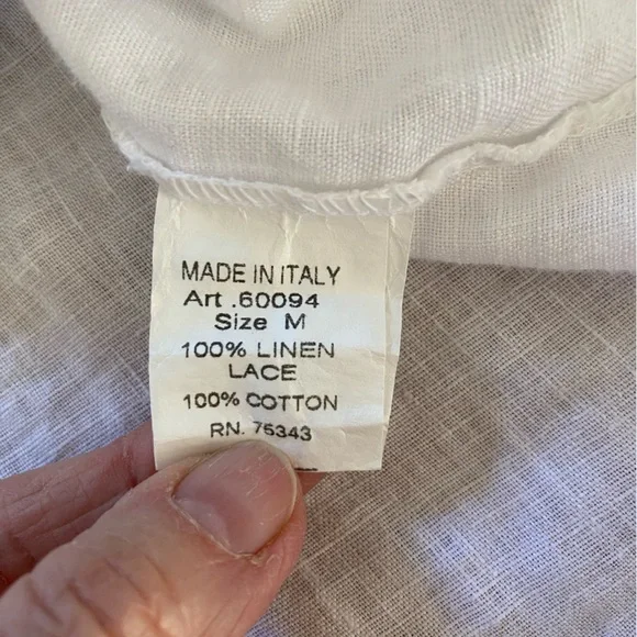 Marina Gigli white linen with cotton lace Blouse size medium - Picture 4 of 5